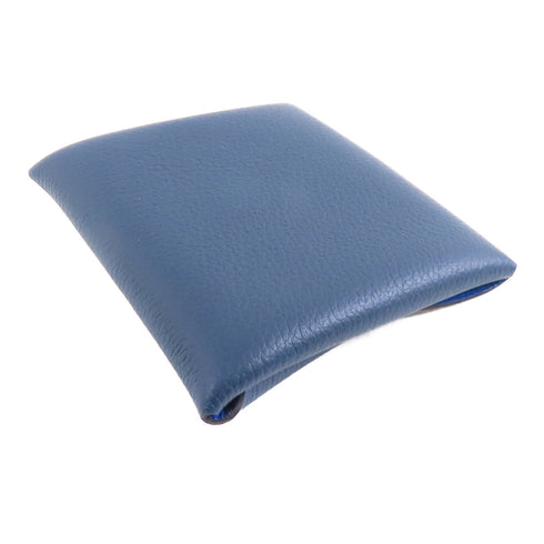 HERMES PHW Bastia Coin Case Purse Chevre Leather Bleu Zanzibar Bleu de Prusse