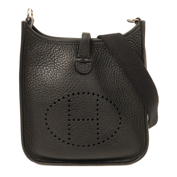 HERMES PHW Evelyne TPM Shoulder Bag Clemence Leather Black/Noir