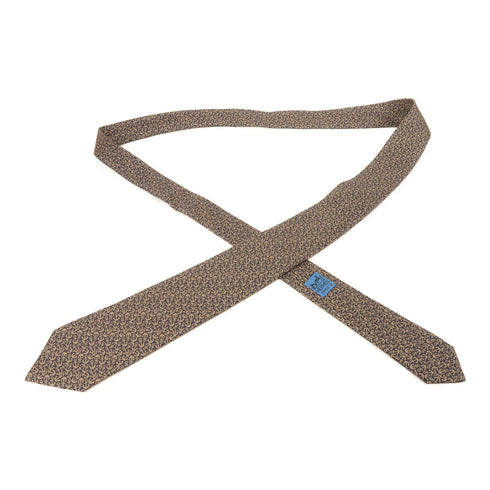HERMES Necktie Silk Blue/Beige