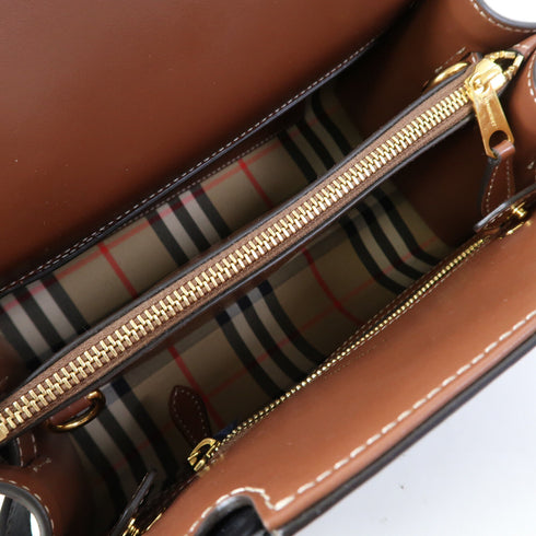 BURBERRY GHW Mini Two Title 2 Way Shoulder Bag Calfskin Leather Black