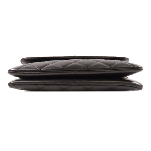 CHANEL CC Chain Shoulder Bag Lambskin Leather Black