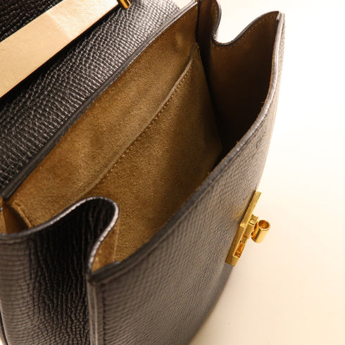 Chloe GHW Drew Bag Chain Shoulder Bag Calfskin Leather Black/White