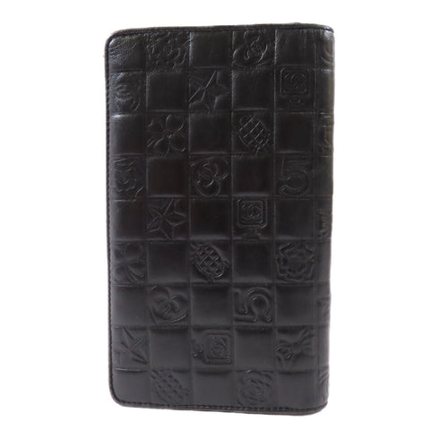 CHANEL CC Long Wallet Calfskin Leather Black v1
