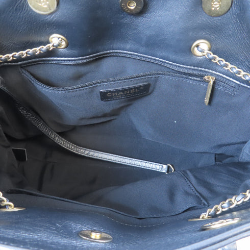 CHANEL Quilted CC GHW Shoulder Bag Calfskin Leather Grey