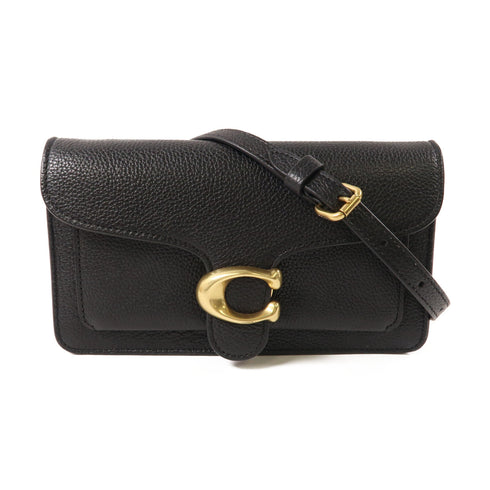 COACH GHW Chain Shoulder Bag CE772 Calfskin Leather Black