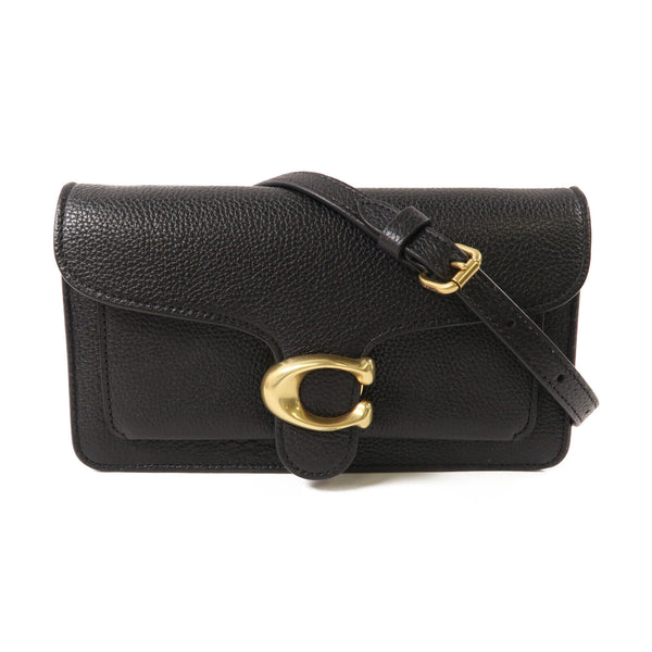 COACH GHW Chain Shoulder Bag CE772 Calfskin Leather Black