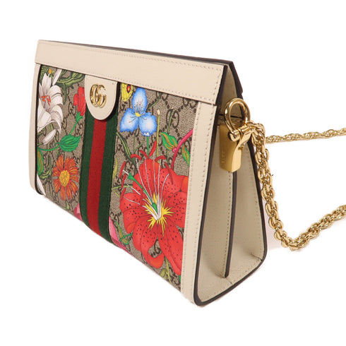 GUCCI GHW GG Supreme Ophidie Chain Shoulder Bag PVC Coated Canvas 503877