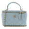 CHANEL Quilted CC GHW Vanity Case Chain Shoulder Bag Calfskin Leather Light Blue