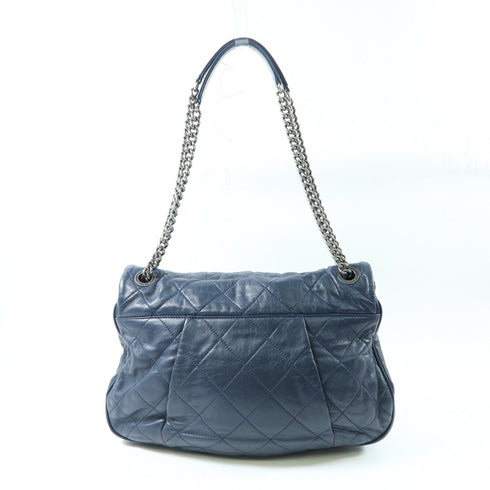 CHANEL Quilted CC SHW Chain Shoulder Bag Calfskin Leather Blue v5
