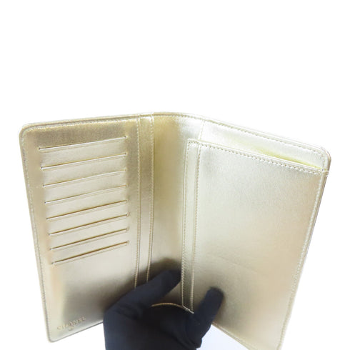 CHANEL CC GHW Long Wallet Calfskin Leather Gold