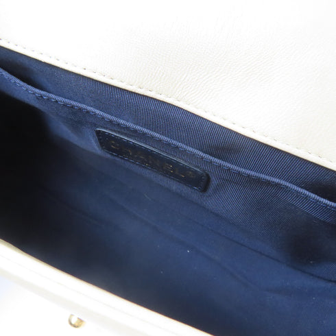 CHANEL CC GHW Chanel Boy Chain Shoulder Calfskin Leather Beige