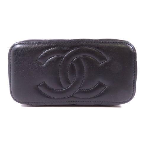 CHANEL CC GHW Vanity Case 2 Way Bag Calfskin Leather Black