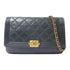 CHANEL CC GHW WOC Wallet On Chain Shoulder Bag Lambskin Leather Navy/Green