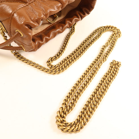 GUCCI GHW GG Marmont Chain Shoulder Bag 575163 Calfskin Leather Brown