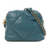 CHANEL Quilted CC GHW Shoulder Bag Lambskin Leather Greenish Blue