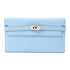 HERMES PHW Kelly Wallet Espom Leather Celeste Light Blue