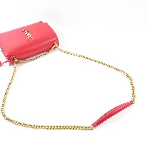 SAINT LAURENT YSL GHW Chain Shoulder Bag 442906 Calfskin Leather Red