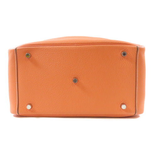 HERMES PHW Lindy 30 Shoulder Bag Clemence Leather Orange Flamingo