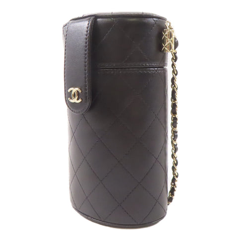 CHANEL CC GHW Chain Shoulder Bag Calfskin Leather Black v9