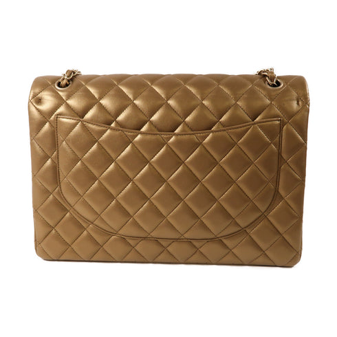 CHANEL CC GHW Maxi Classic Chain Shoulder Bag Lambskin Leather Gold
