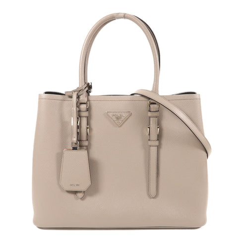 PRADA SHW Shoulder Tote Bag 2 Way Handbag BN2838 Calfskin Leather Gray Grey