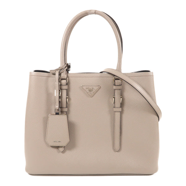 PRADA SHW Shoulder Tote Bag 2 Way Handbag BN2838 Calfskin Leather Gray Grey