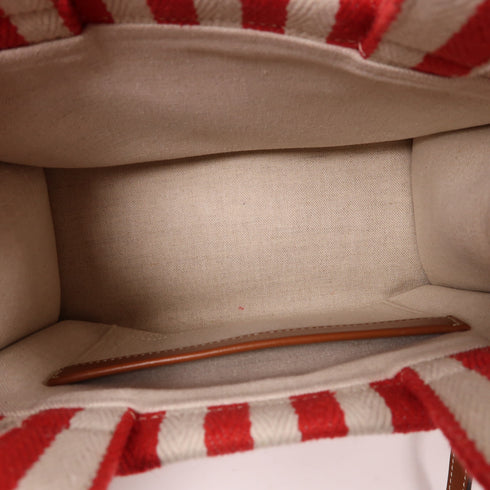 CELINE GHW 2 Way Shoulder Bag Canvas Red/White/Brown