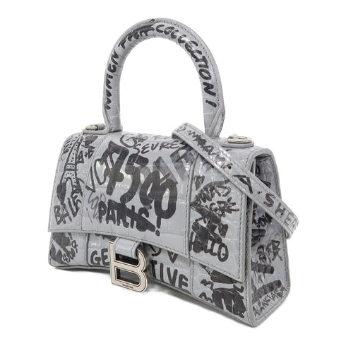 BALENCIAGA SHW 2 Way Shoulder Bag 592833 Calfskin Leather Grey