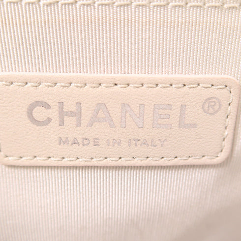 CHANEL CC SHW Boy 25 Chain Shoulder Bag 67086 Calfskin Leather Silver