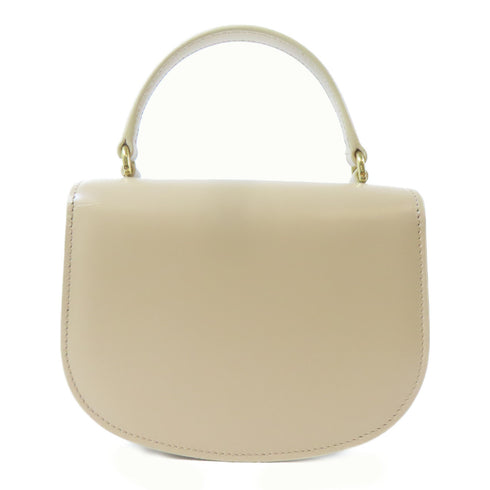 CELINE GHW Besace Clea 2 Way Bag Calfskin Leather Beige
