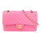 CHANEL Herringbone CC GHW Classic Flap 25cm Chain Shoulder Bag Leather Pink