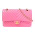 CHANEL Herringbone CC GHW Classic Flap 25cm Chain Shoulder Bag Leather Pink