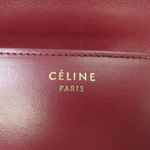 CELINE GHW Classic Box Shoulder Bag Calfskin Leather Bordeaux Color
