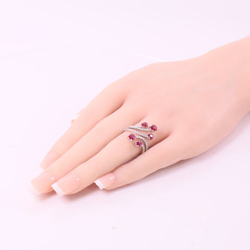 JEWELRY Ruby/Diamond Ring 18K White Gold US#7.5