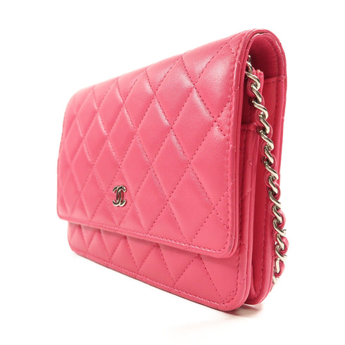 CHANEL CC SHW WOC Wallet On Chain Shoulder Bag AP0250 Lambskin Leather Pink