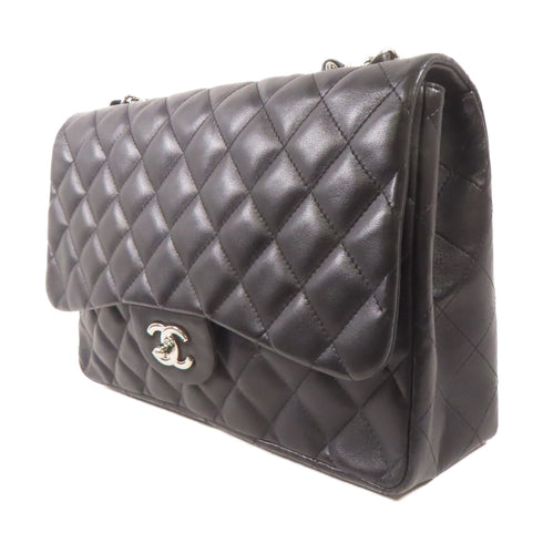 CHANEL CC SHW Large Classic Chain Shoulder Bag Lambskin Leather Black v1