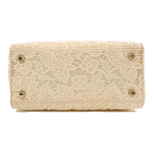 Christian Dior CD GHW Medium Lady Dior Lace 2way Shoulder Bag