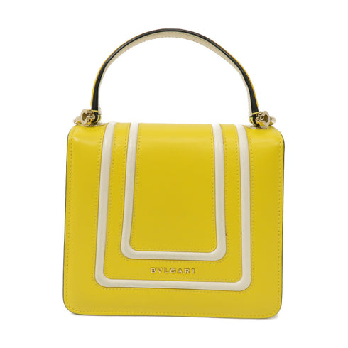 BVLGARI SHW Serpenti Forever 2 Way Shoulder Bag Handbag Calfskin Leather Yellow