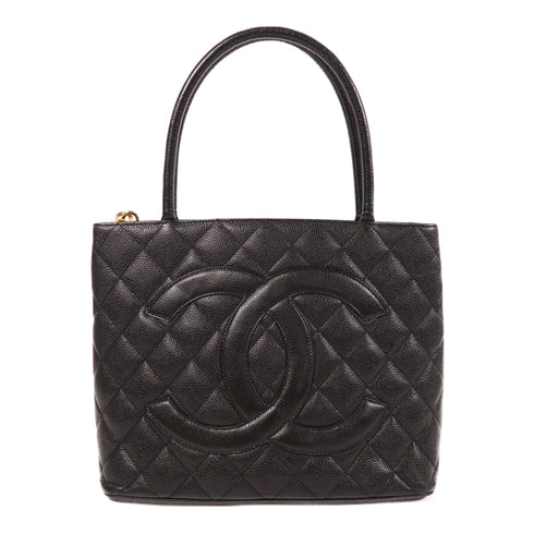 CHANEL CC GHW Vintage Bag Hand Bag/Tote Bag Calfskin Leather Black