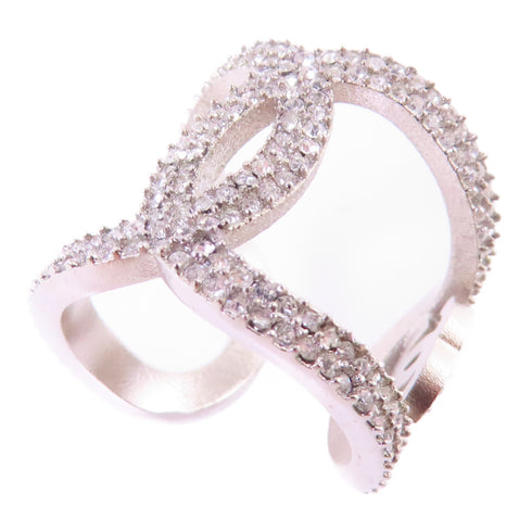 CHANEL CC Ring Precept US#6 Metal Rhinestones