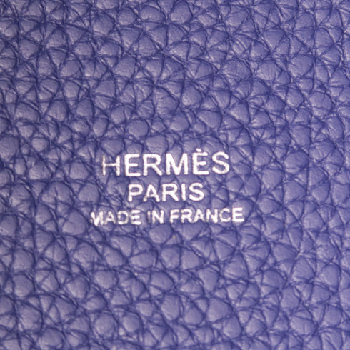 HERMES PHW Picotin Lock Eclat MM Handbag Clemence Leather Bleu Encre/Blue