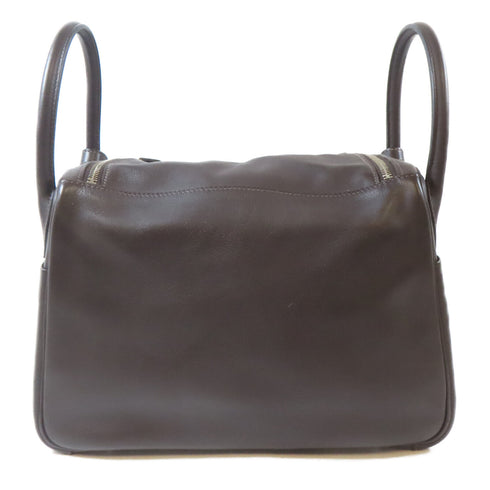 HERMES PHW Lindy 30 Shoulder Handbag Veau Swift Leather Chocolat Brown