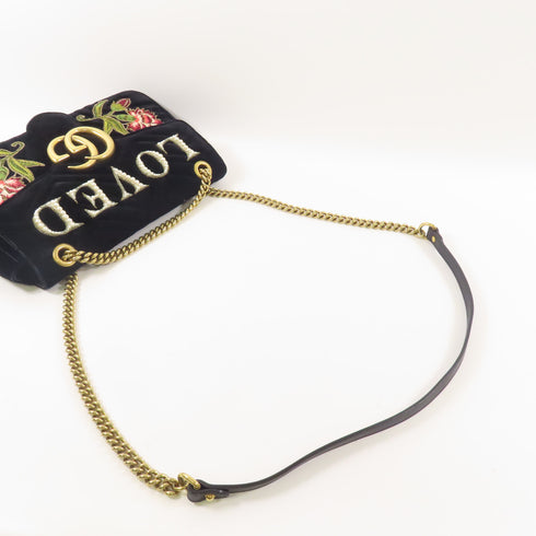 GUCCI GHW GG Marmont Chain Shoulder Bag 443496 Velvet Black
