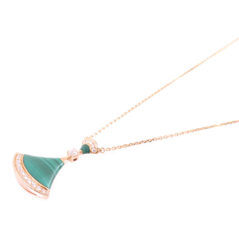 BVLGARI Divas's Dream Necklace PZMW44 18K Rose Gold Diamond Malachite