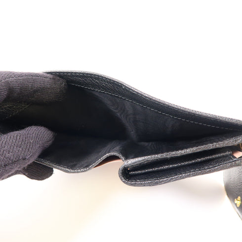 Miu Miu GHW Trifold Wallet 5ML225 Calfskin Leather Black Beige