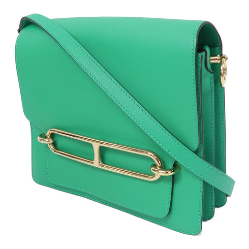 HERMES GHW Roulis 23 Shoulder Bag Evercolor Leather Menthe Green