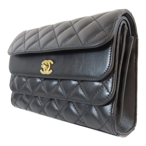 CHANEL Quilted CC GHW Triple Flap Bag Chain Shoulder Bag AS0824 Calfskin Black