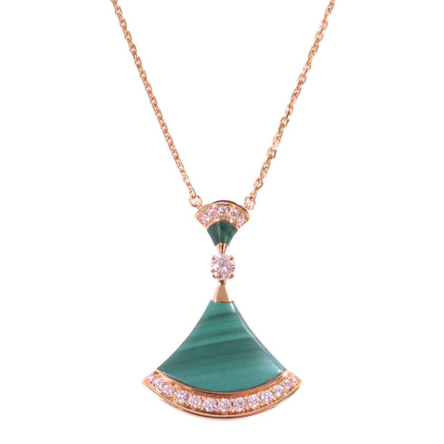 BVLGARI Divas's Dream Necklace PZMW44 18K Rose Gold Diamond Malachite