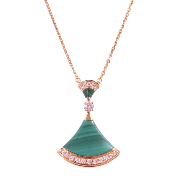 BVLGARI Divas's Dream Necklace PZMW44 18K Rose Gold Diamond Malachite