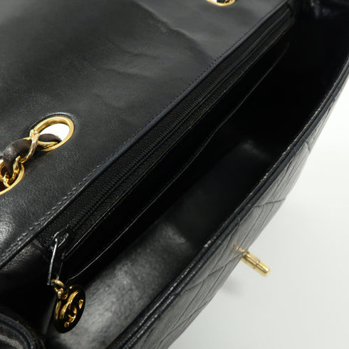 CHANEL Quilted CC GHW Chain Shoulder Bag Lambskin Leather Black v5